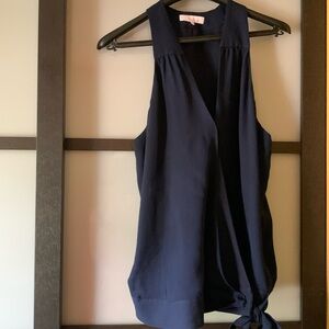 Parker sleeveless waist-tie blouse